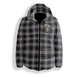 ScotsTee Shop Scottish Moffat Ancient Crest Tartan Down Jacket Winter White Duck Down Plaid