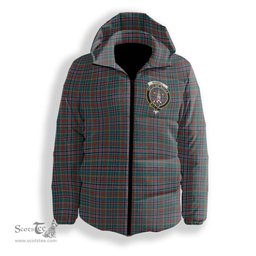 ScotsTee Shop Scottish Russell Old Modern Crest Tartan Down Jacket Winter White Duck Down Plaid