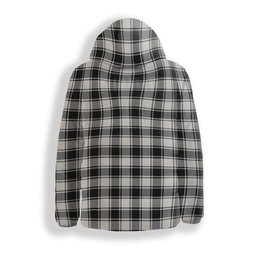 ScotsTee Shop Scottish MacFie Black & White Modern Crest Tartan Down Jacket Winter White Duck Down Plaid