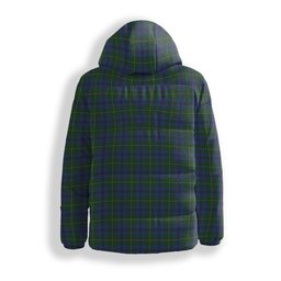 ScotsTee Shop Scottish Johnstone 1 Crest Tartan Down Jacket Winter White Duck Down Plaid