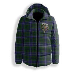 ScotsTee Shop Scottish Wishart Hunting Crest Tartan Down Jacket Winter White Duck Down Plaid