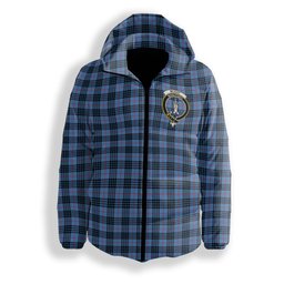 ScotsTee Shop Scottish McKay Blue Crest Tartan Down Jacket Winter White Duck Down Plaid