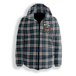 ScotsTee Shop Scottish McLeod Of Californian Modern Crest Tartan Down Jacket Winter White Duck Down Plaid