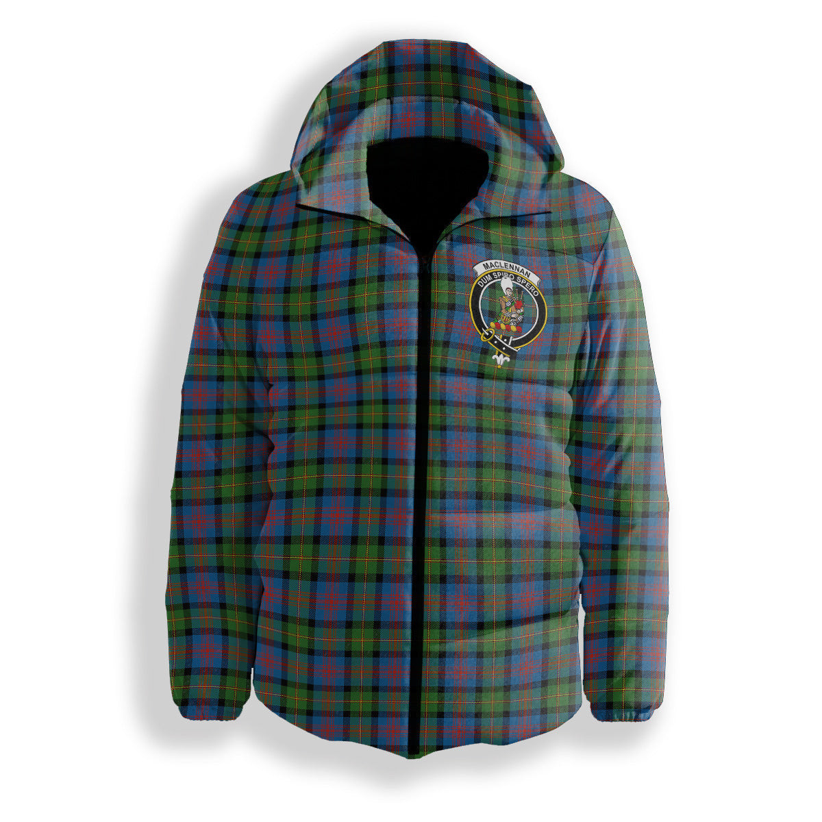 ScotsTee Shop Scottish MacLennan Ancient Crest Tartan Down Jacket Winter White Duck Down Plaid