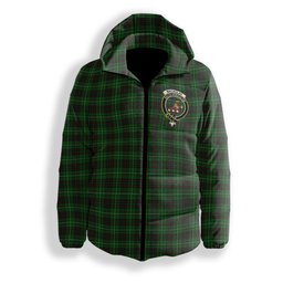 ScotsTee Shop Scottish MacAulay of Lewis Crest Tartan Down Jacket Winter White Duck Down Plaid