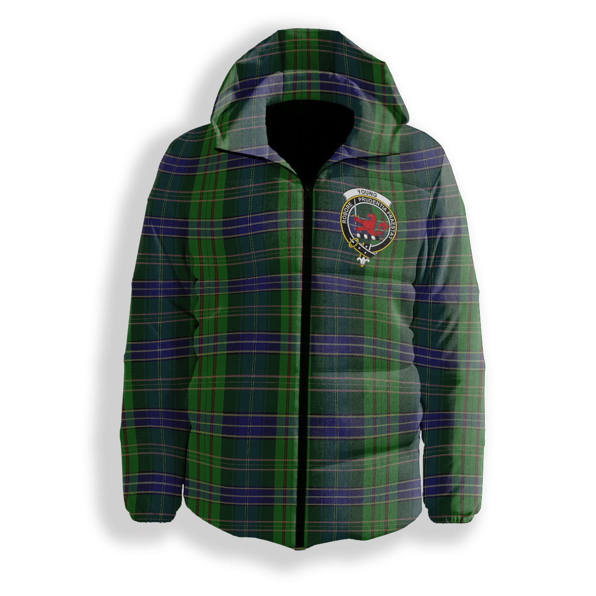 ScotsTee Shop Scottish Young, Melvina Crest Tartan Down Jacket Winter White Duck Down Plaid