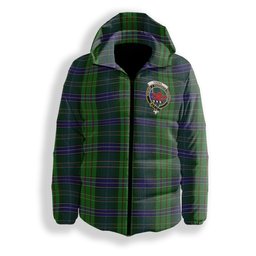 ScotsTee Shop Scottish Young, Melvina Crest Tartan Down Jacket Winter White Duck Down Plaid