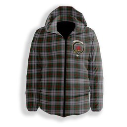 ScotsTee Shop Scottish MacDuff Dress Crest Tartan Down Jacket Winter White Duck Down Plaid