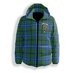 ScotsTee Shop Scottish Wishart Hunting Ancient Clan Crest Tartan Down Jacket Winter White Duck Down Plaid