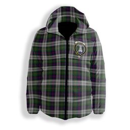 ScotsTee Shop Scottish Malcolm Dress Crest Tartan Down Jacket Winter White Duck Down Plaid