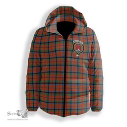 ScotsTee Shop Scottish MacNaughton Ancient Crest Tartan Down Jacket Winter White Duck Down Plaid