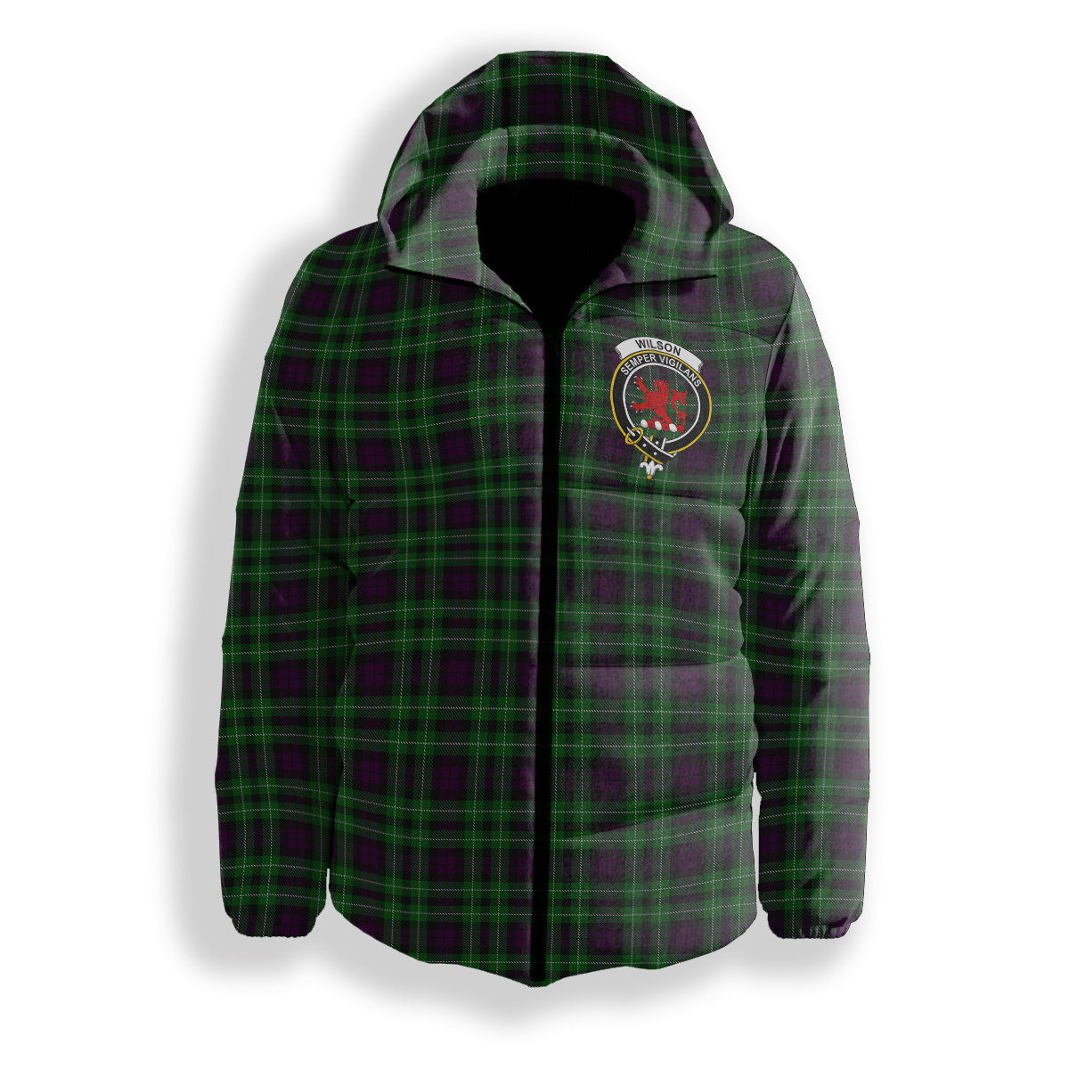 ScotsTee Shop Scottish Wilsons 064 2 Crest Tartan Down Jacket Winter White Duck Down Plaid