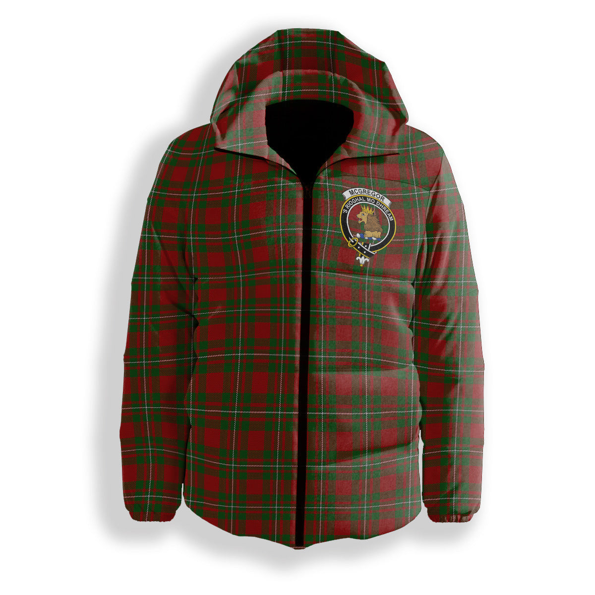 ScotsTee Shop Scottish McGregor Modern Crest Tartan Down Jacket Winter White Duck Down Plaid