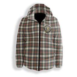 ScotsTee Shop Scottish Stewart Dress Ancient SC Crest Tartan Down Jacket Winter White Duck Down Plaid