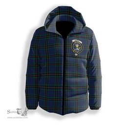 ScotsTee Shop Scottish Murray of Elibank Modern Crest Tartan Down Jacket Winter White Duck Down Plaid