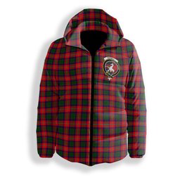 ScotsTee Shop Scottish Riddell Crest Tartan Down Jacket Winter White Duck Down Plaid