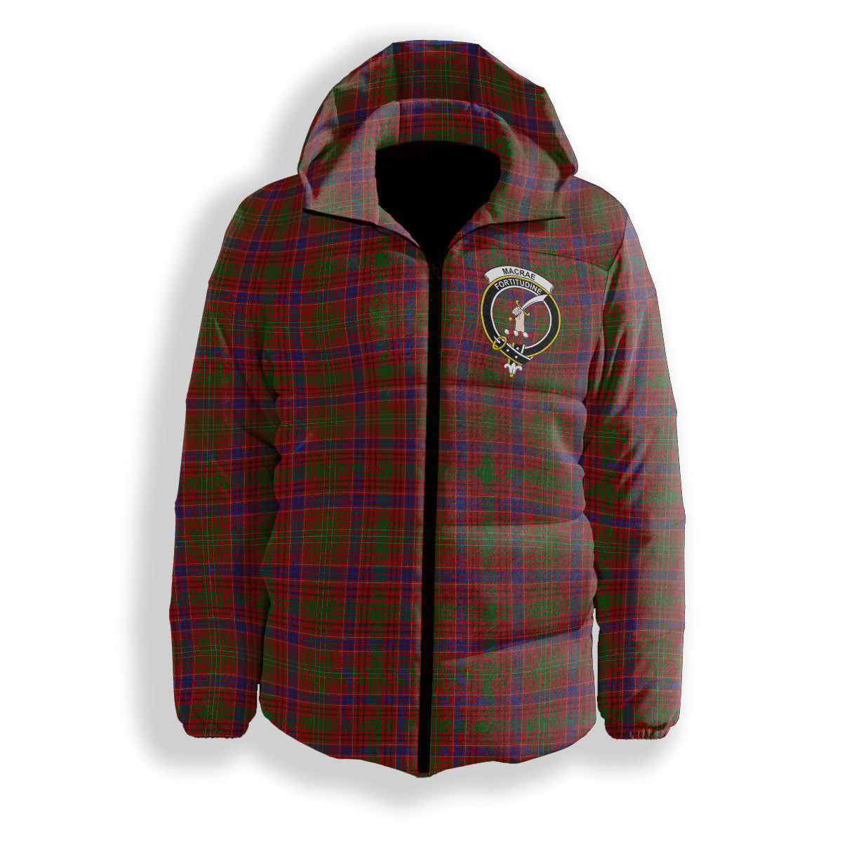 ScotsTee Shop Scottish MacRae The Prince_s Own Crest Tartan Down Jacket Winter White Duck Down Plaid