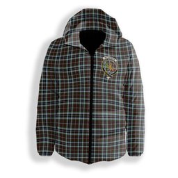 ScotsTee Shop Scottish McThomas Hunting Modern Crest Tartan Down Jacket Winter White Duck Down Plaid