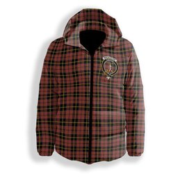 ScotsTee Shop Scottish MacAlister of Skye Ancient Crest Tartan Down Jacket Winter White Duck Down Plaid