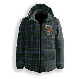ScotsTee Shop Scottish Johnston Diana Dress Crest Tartan Down Jacket Winter White Duck Down Plaid