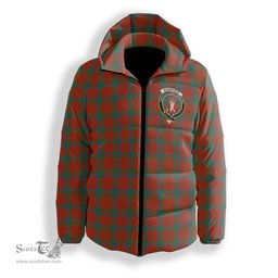 ScotsTee Shop Scottish Robertson Ancient Clan Crest Tartan Down Jacket Winter White Duck Down Plaid
