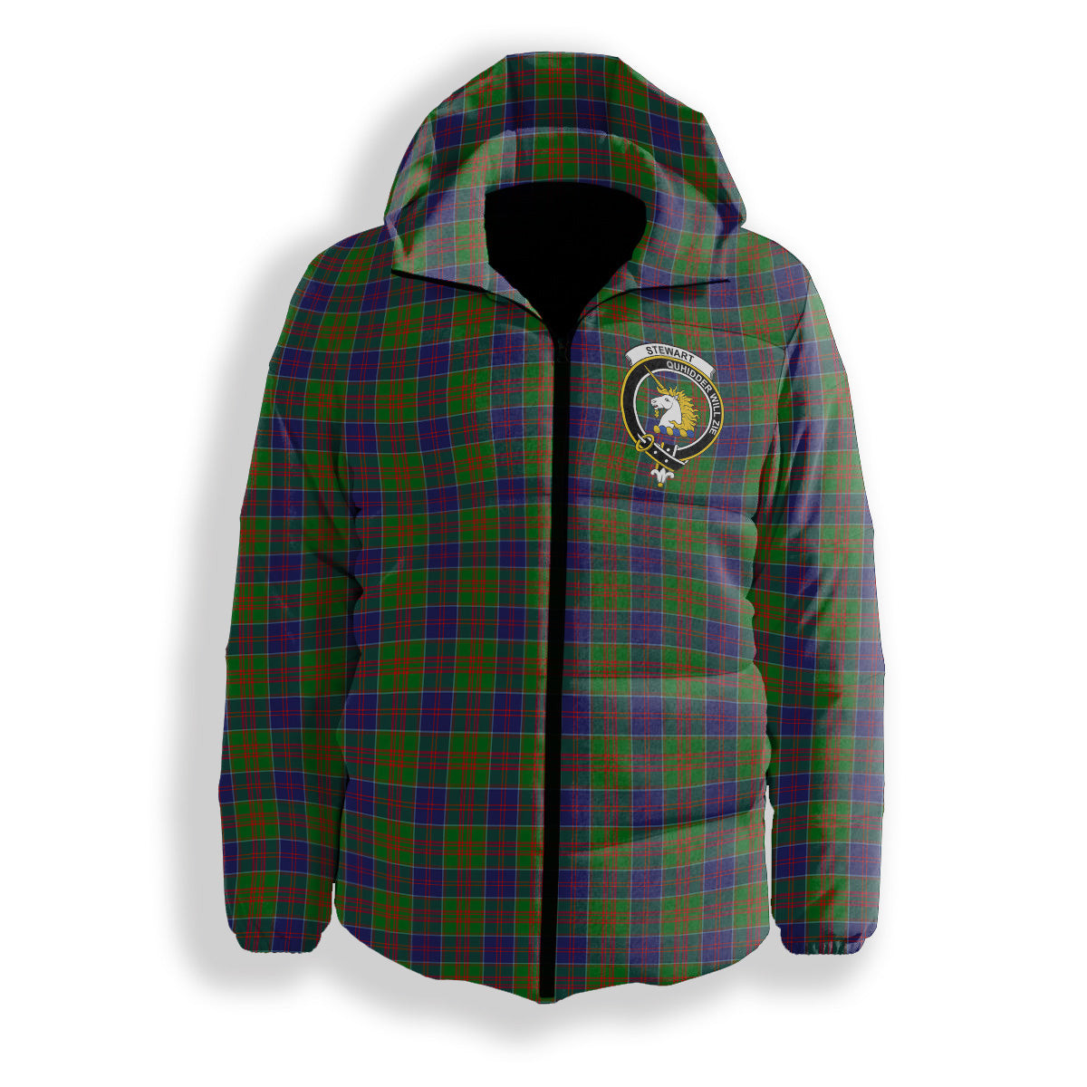 ScotsTee Shop Scottish Stewart of Appin Hunting Modern Crest Tartan Down Jacket Winter White Duck Down Plaid