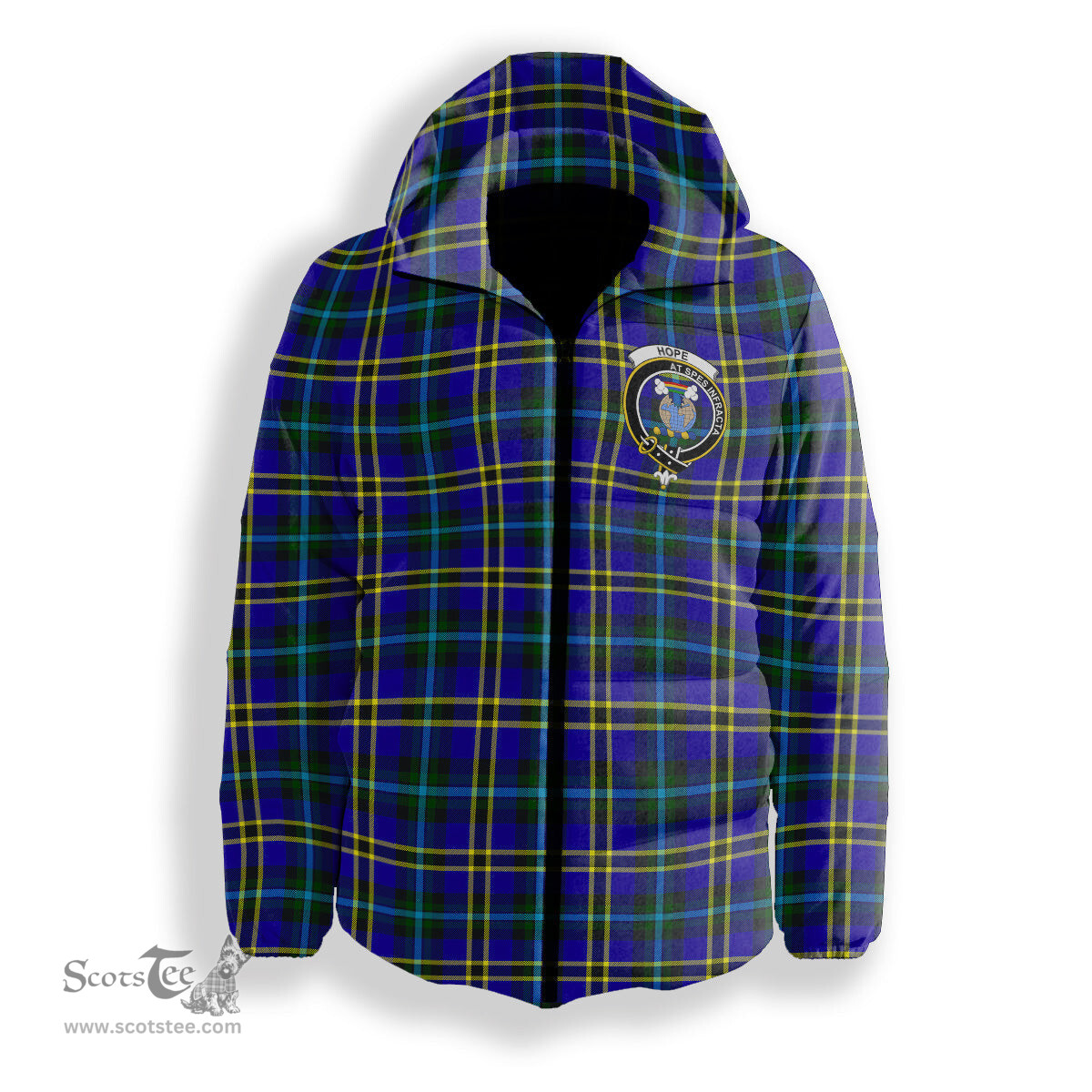 ScotsTee Shop Scottish Hope Modern Crest Tartan Down Jacket Winter White Duck Down Plaid