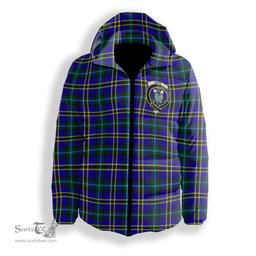 ScotsTee Shop Scottish Hope Modern Crest Tartan Down Jacket Winter White Duck Down Plaid