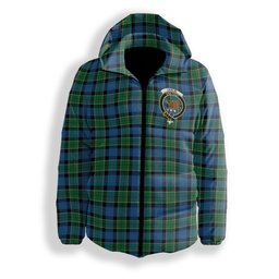 ScotsTee Shop Scottish Leslie Hunting Ancient Crest Tartan Down Jacket Winter White Duck Down Plaid