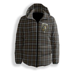 ScotsTee Shop Scottish Stewart Old Weathered Crest Tartan Down Jacket Winter White Duck Down Plaid