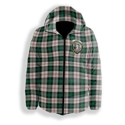 ScotsTee Shop Scottish Ross Arisaid Modern Crest Tartan Down Jacket Winter White Duck Down Plaid