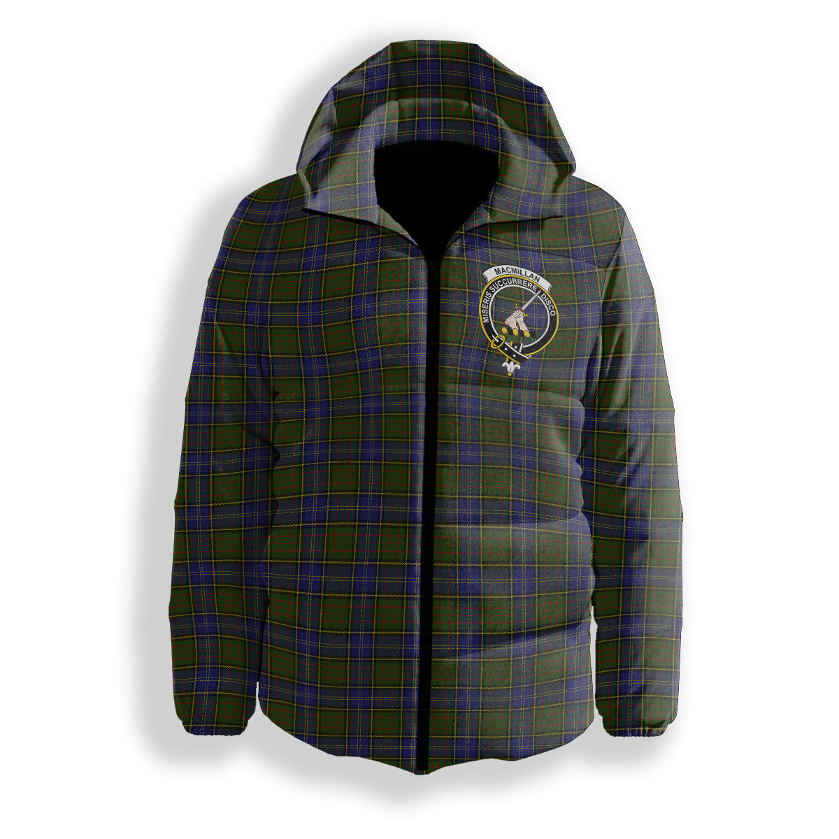 ScotsTee Shop Scottish MacMillan Hunting Modern Crest Tartan Down Jacket Winter White Duck Down Plaid