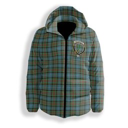 ScotsTee Shop Scottish Porterfield Crest Tartan Down Jacket Winter White Duck Down Plaid