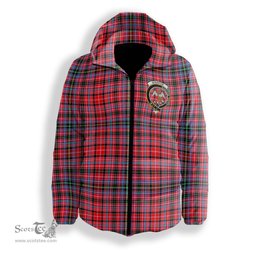 ScotsTee Shop Scottish Straiton Crest Tartan Down Jacket Winter White Duck Down Plaid