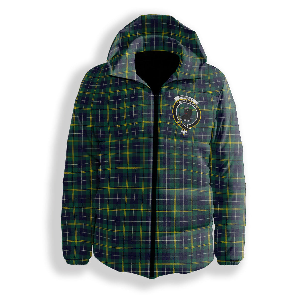ScotsTee Shop Scottish Turnbull Hunting Modern Clan Crest Tartan Down Jacket Winter White Duck Down Plaid