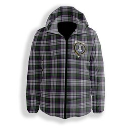 ScotsTee Shop Scottish Malcolm Dress Lochcarron 2005 Crest Tartan Down Jacket Winter White Duck Down Plaid