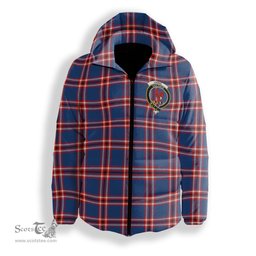 ScotsTee Shop Scottish Laing of Archiestown Modern Crest Tartan Down Jacket Winter White Duck Down Plaid