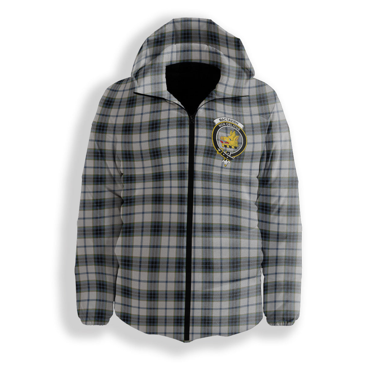 ScotsTee Shop Scottish MacTavish of Dunardry Dress Crest Tartan Down Jacket Winter White Duck Down Plaid