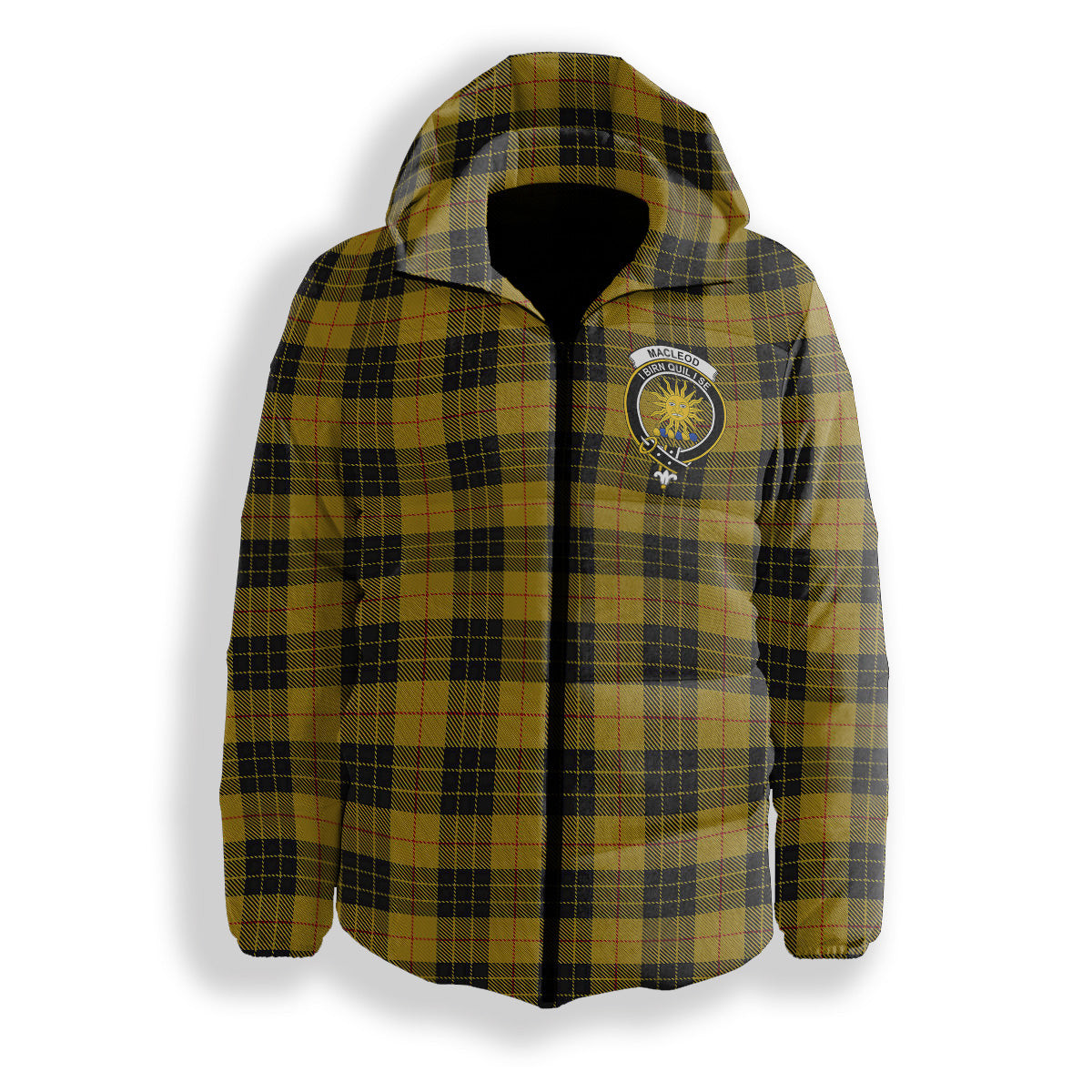 ScotsTee Shop Scottish MacLeod of Lewis Ancient Crest Tartan Down Jacket Winter White Duck Down Plaid