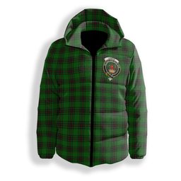 ScotsTee Shop Scottish Lundin Crest Tartan Down Jacket Winter White Duck Down Plaid