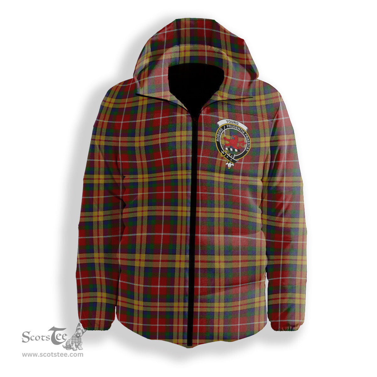 ScotsTee Shop Scottish Young Presidents Organisation Dress Crest Tartan Down Jacket Winter White Duck Down Plaid