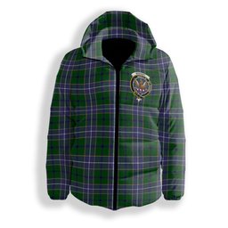 ScotsTee Shop Scottish Wishart Hunting Modern Crest Tartan Down Jacket Winter White Duck Down Plaid