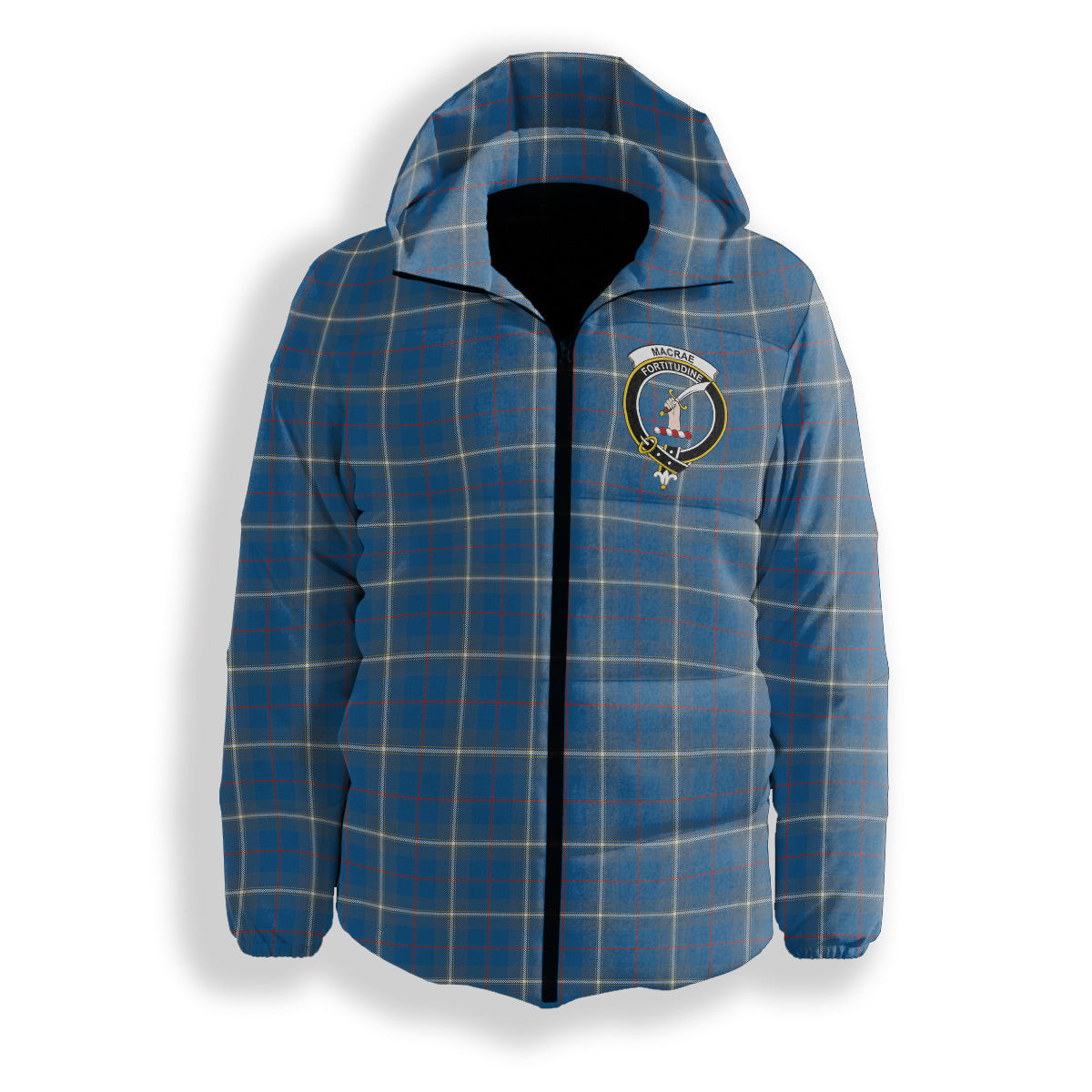 ScotsTee Shop Scottish MacRae of America Ancient Crest Tartan Down Jacket Winter White Duck Down Plaid