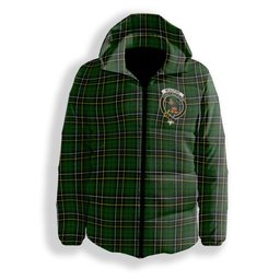 ScotsTee Shop Scottish McAlpine Modern Crest Tartan Down Jacket Winter White Duck Down Plaid