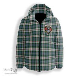 ScotsTee Shop Scottish McLeod Of Californian Ancient Crest Tartan Down Jacket Winter White Duck Down Plaid