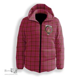ScotsTee Shop Scottish Lumsden of Clova Modern Crest Tartan Down Jacket Winter White Duck Down Plaid