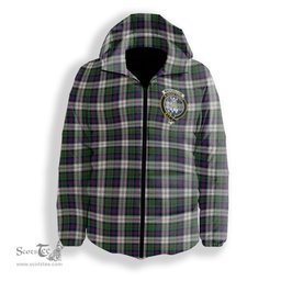 ScotsTee Shop Scottish MacCallum Dress Modern Crest Tartan Down Jacket Winter White Duck Down Plaid