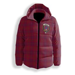 ScotsTee Shop Scottish Stirling of Keir Modern Crest Tartan Down Jacket Winter White Duck Down Plaid