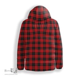 ScotsTee Shop Scottish Ramsay of Dalhousie (Ramsay Red) Modern Crest Tartan Down Jacket Winter White Duck Down Plaid