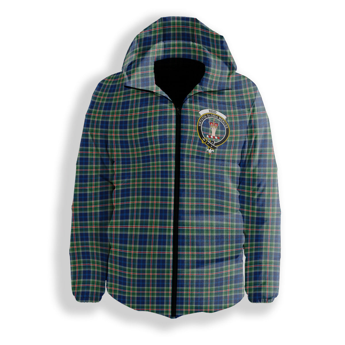 ScotsTee Shop Scottish Reid (Mill City) Modern Clan Crest Tartan Down Jacket Winter White Duck Down Plaid